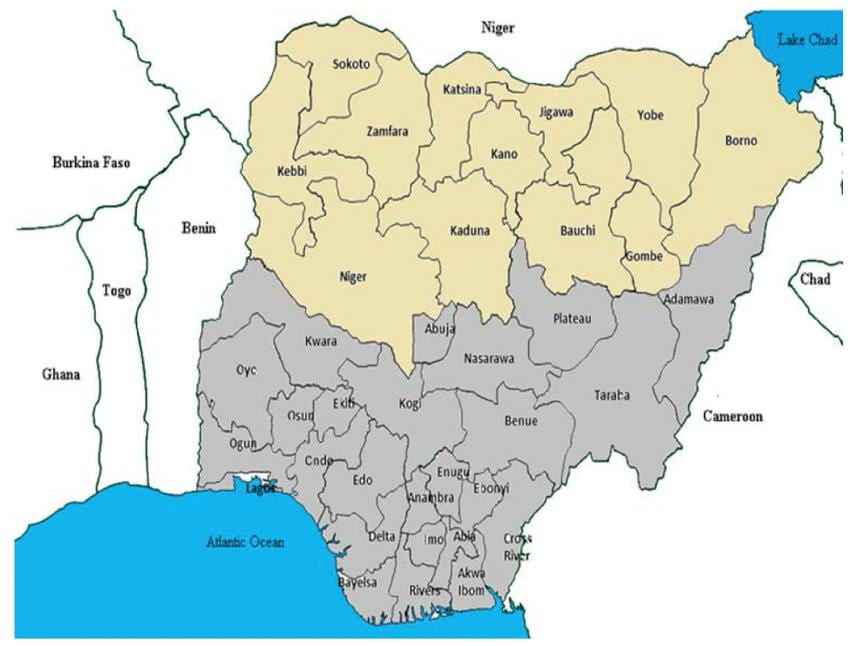 mapa ng hilagang nigerian unidos