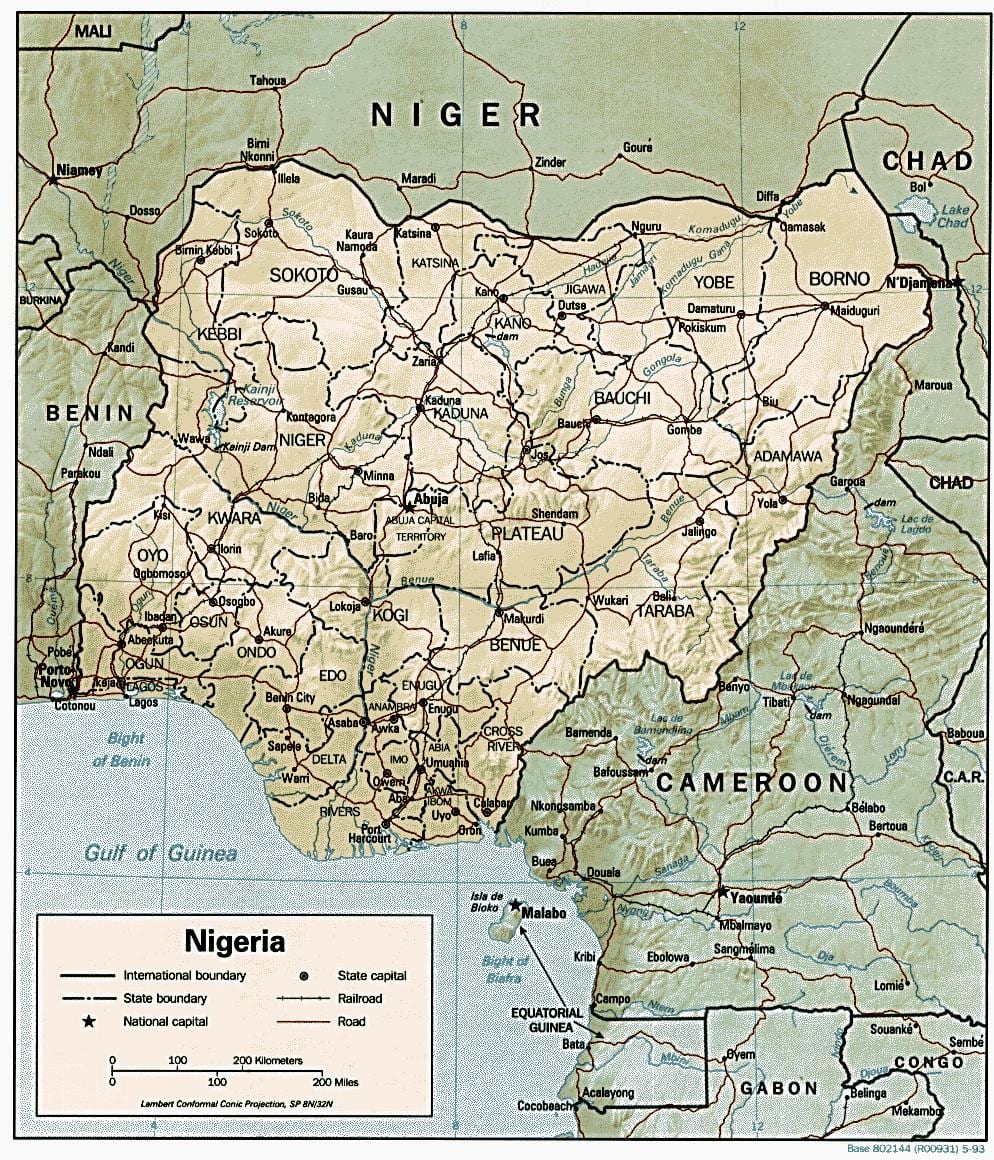 heograpikal na mga mapa ng nigeria