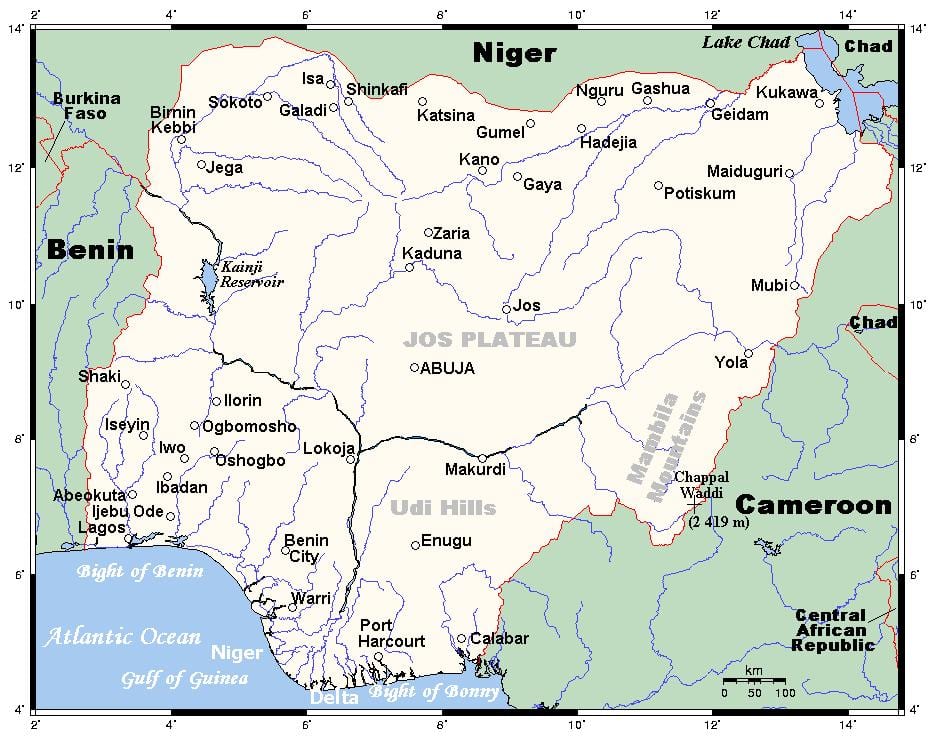 mga ilog sa nigeria mapa