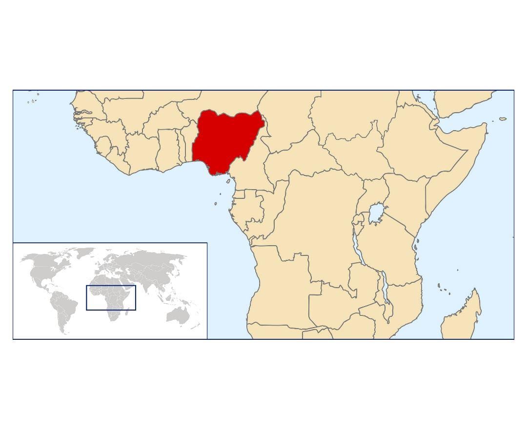 nigeria lokasyon sa mapa ng mundo