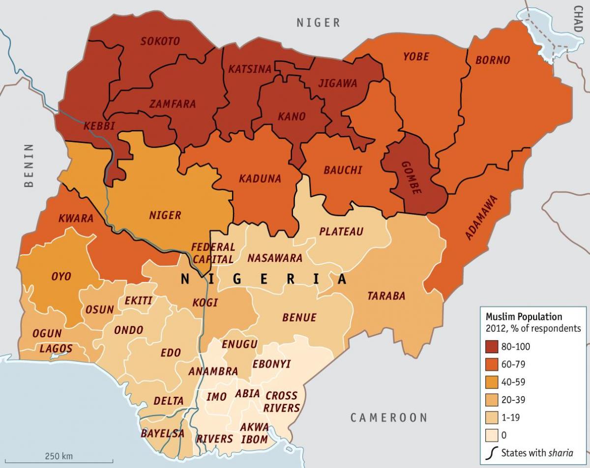 Mapa ng nigeria relihiyon