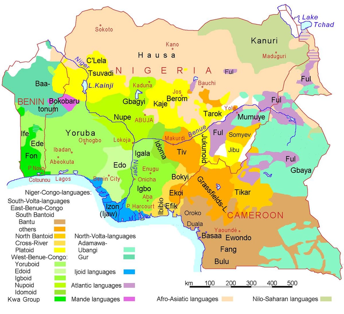 nigeria mapa ng mga wika