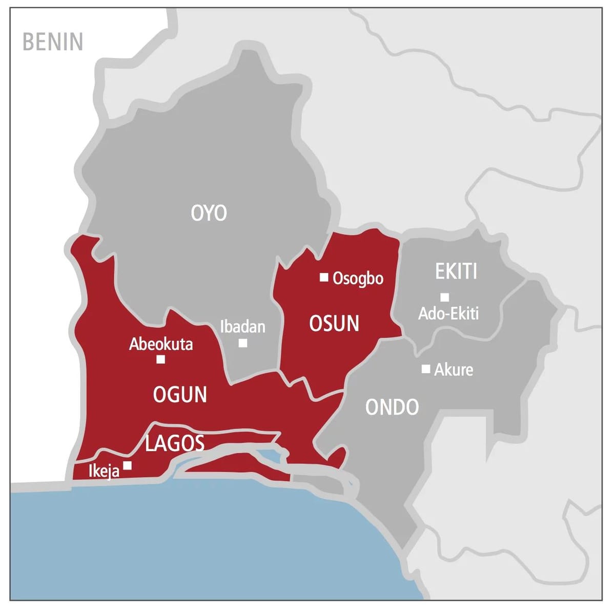 west nigeria mapa