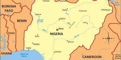 Mapa ng nigeria ng pagpapakita ng mga ilog ng niger at benue