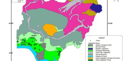 Mapa ng nigeria nagpapakita ng mga halaman