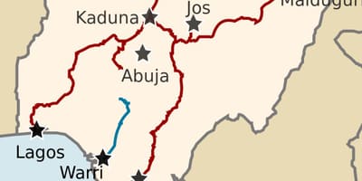 Mapa ng nigeria ng pagpapakita ng mga linya ng tren