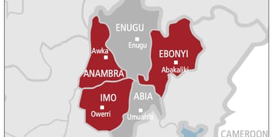 Mapa ng timog-silangang nigeria